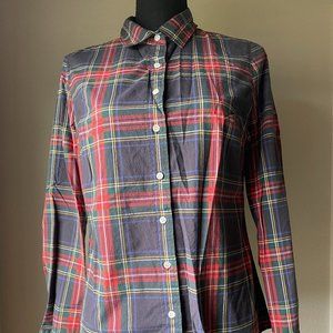 J.CREW Navy Plaid Long-Sleeve